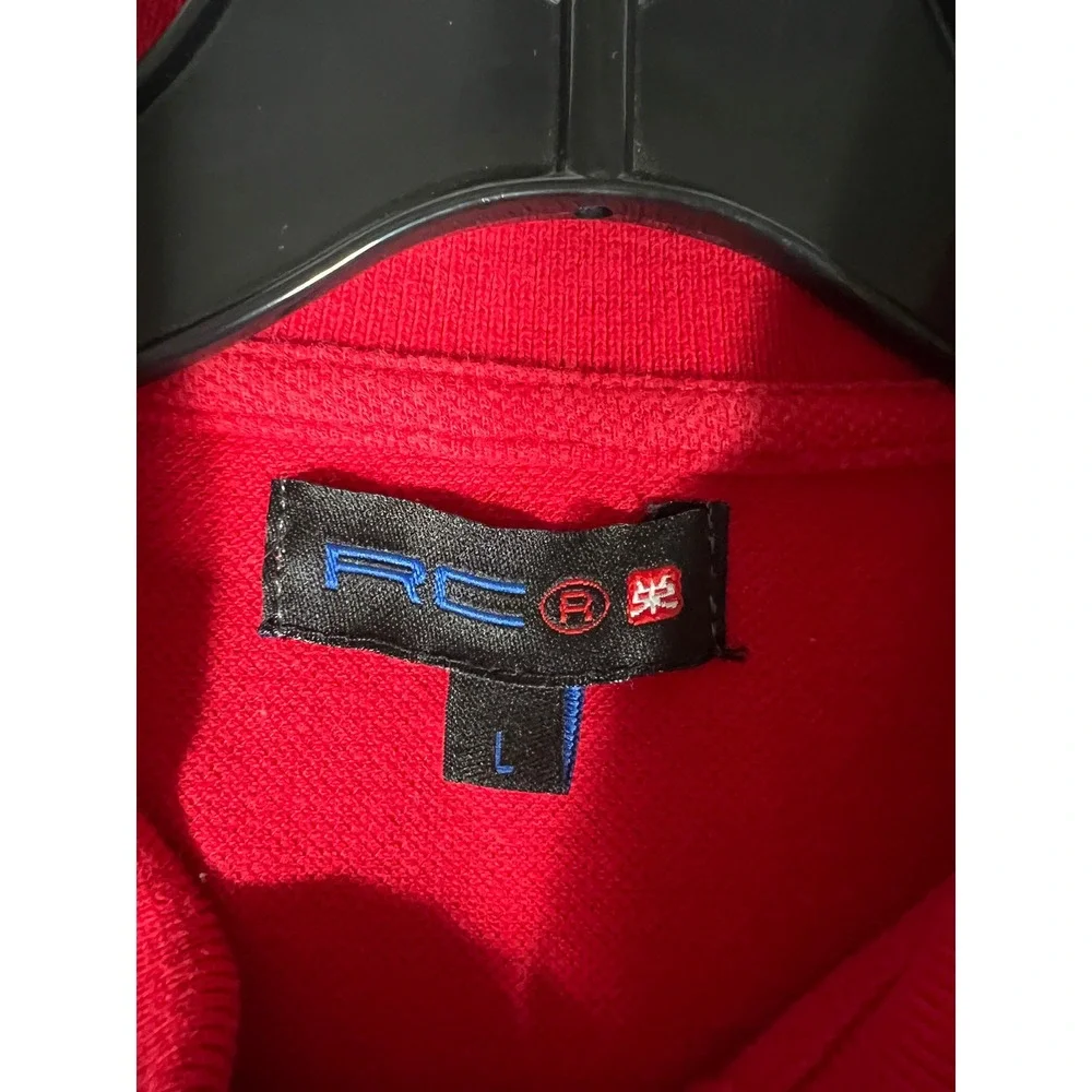 RC Mens Red England Soccer League‎ Embroidered Patch Polo Shirt Large